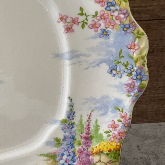 Vintage Royal Albert Kentish Rockery Square Handled Cake Plate 10" England - Picture 4 of 7